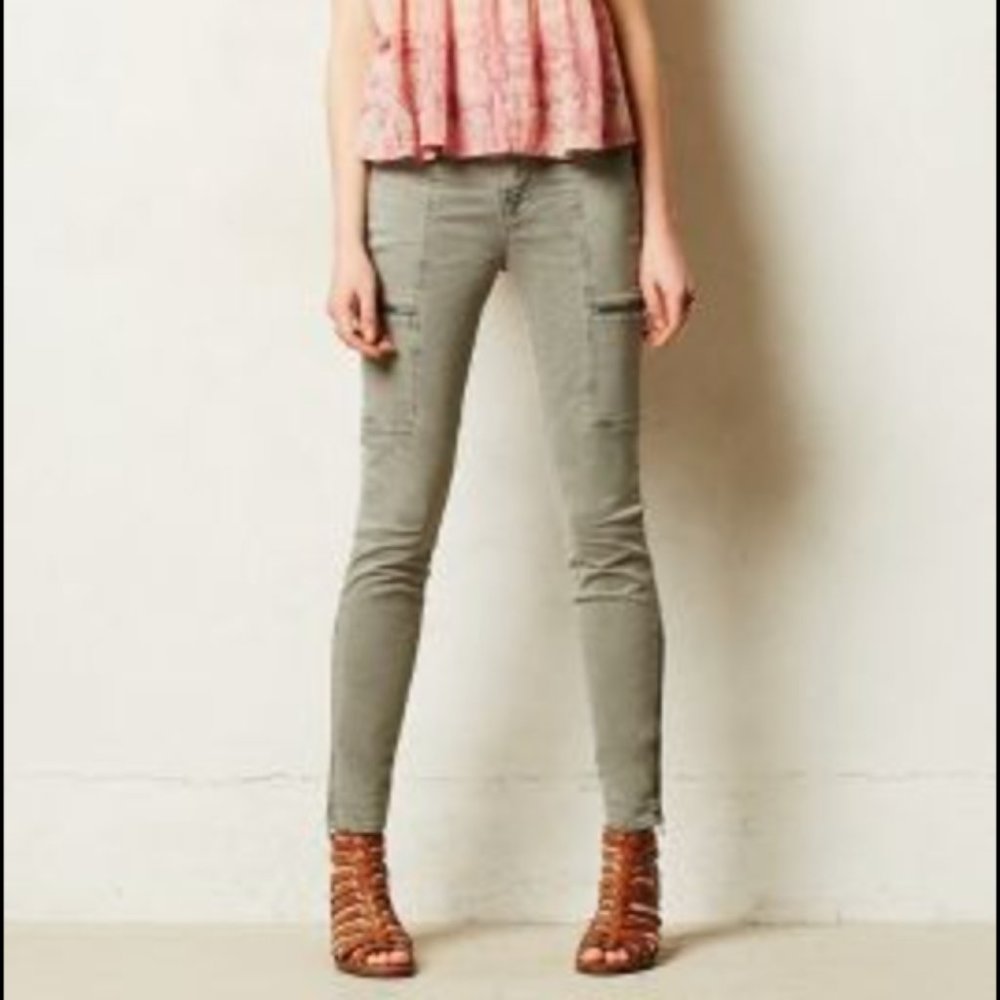 J Brand Kassidy Vint Olive Jeans Cargo Style Zippered Ankle Size 27